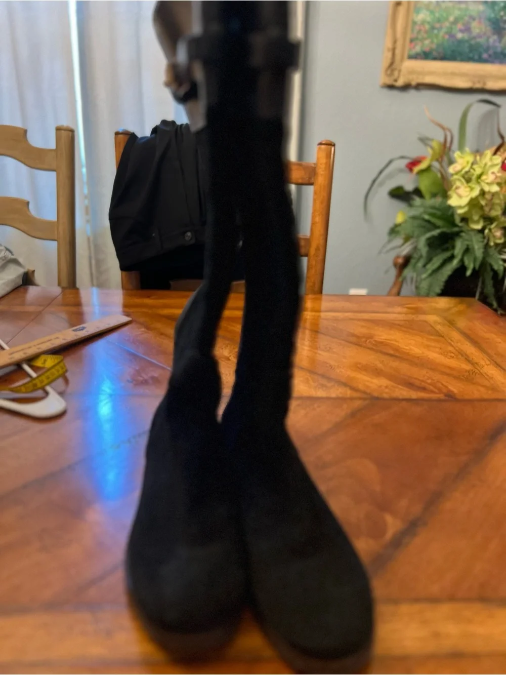 Tory Burch Suede Boots Gold Hardware Accent 17.5 inches tall